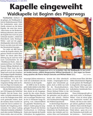 Bericht des Sonntag-Morgenmagazins vom 11.07.2010 über den Pilgertag in Fischbachtal